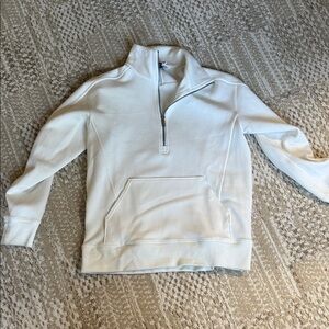 SWhite Half-Zip Pullover Sweatshirt